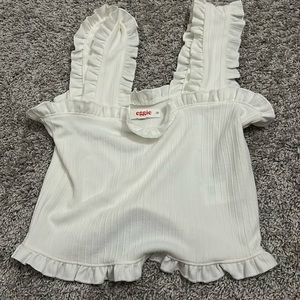 Eggie (Jenn Im) White Tank Frilly Tank Top